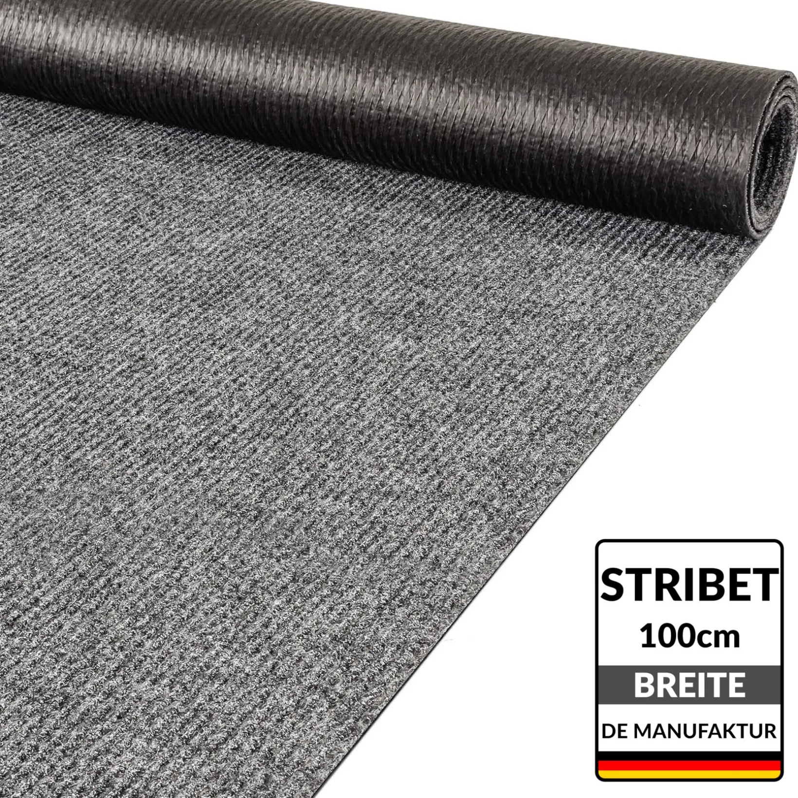 Teppichläufer Läufer Flur Sauberlaufmatte Läufer rutschfest STRIBET Breite 100cm Grau