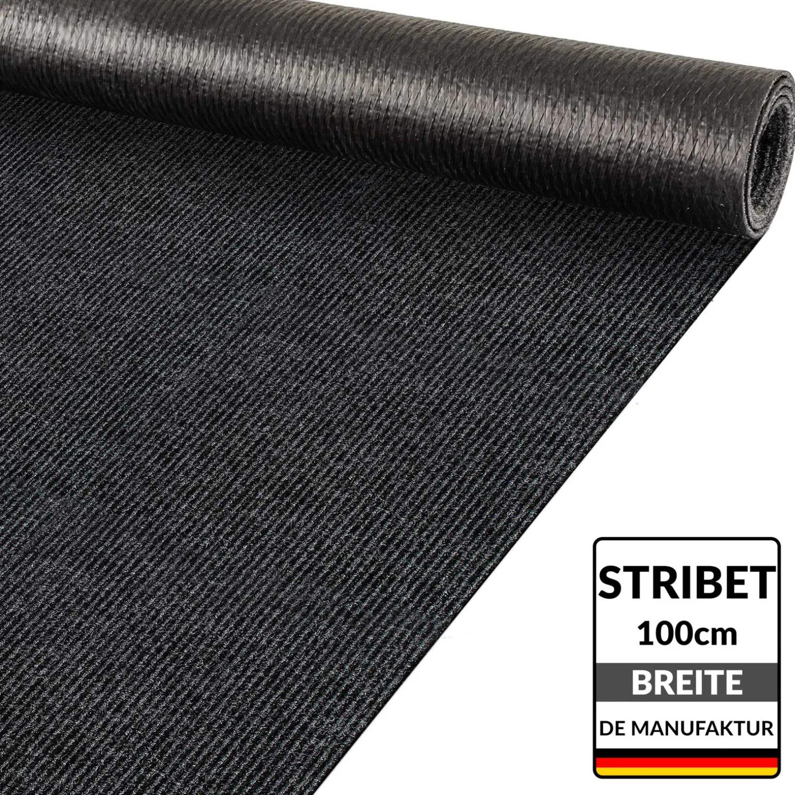 Teppichläufer Läufer Flur Sauberlaufmatte Schmutzfangmatte Flur Teppich STRIBET Breite 100cm Schwarz
