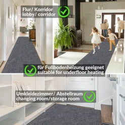 Teppichläufer Läufer Flur Schmutzfangteppich Sauberlaufmatte Dover Meterware Breite 100cm