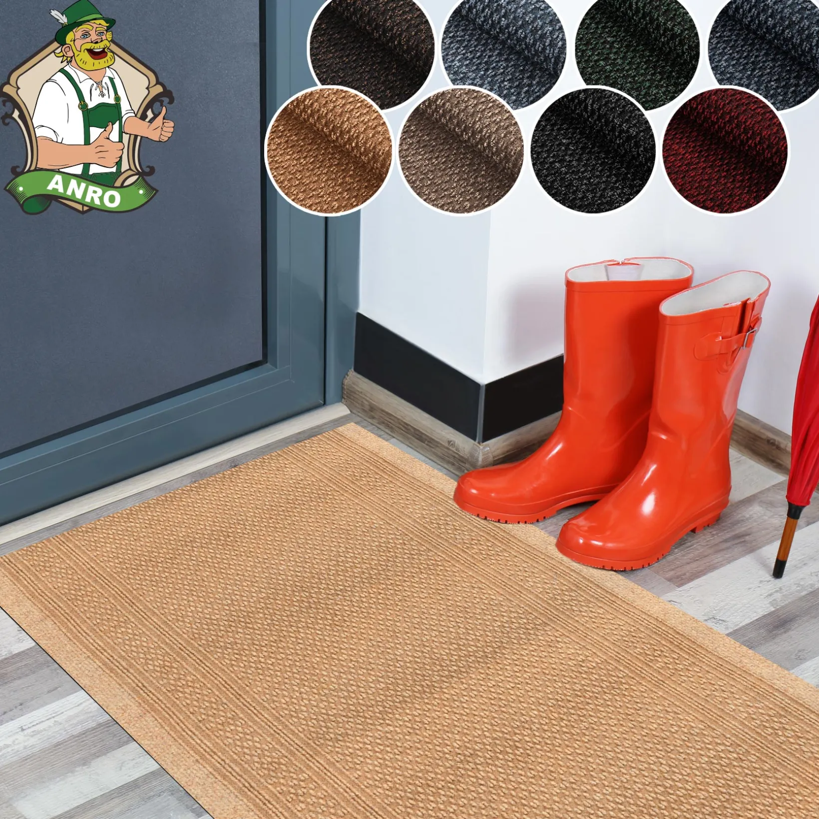 Teppichläufer Sauberlaufmatte Schmutzfangmatte Läufer Flur Meterware Aztek Breite 80cm