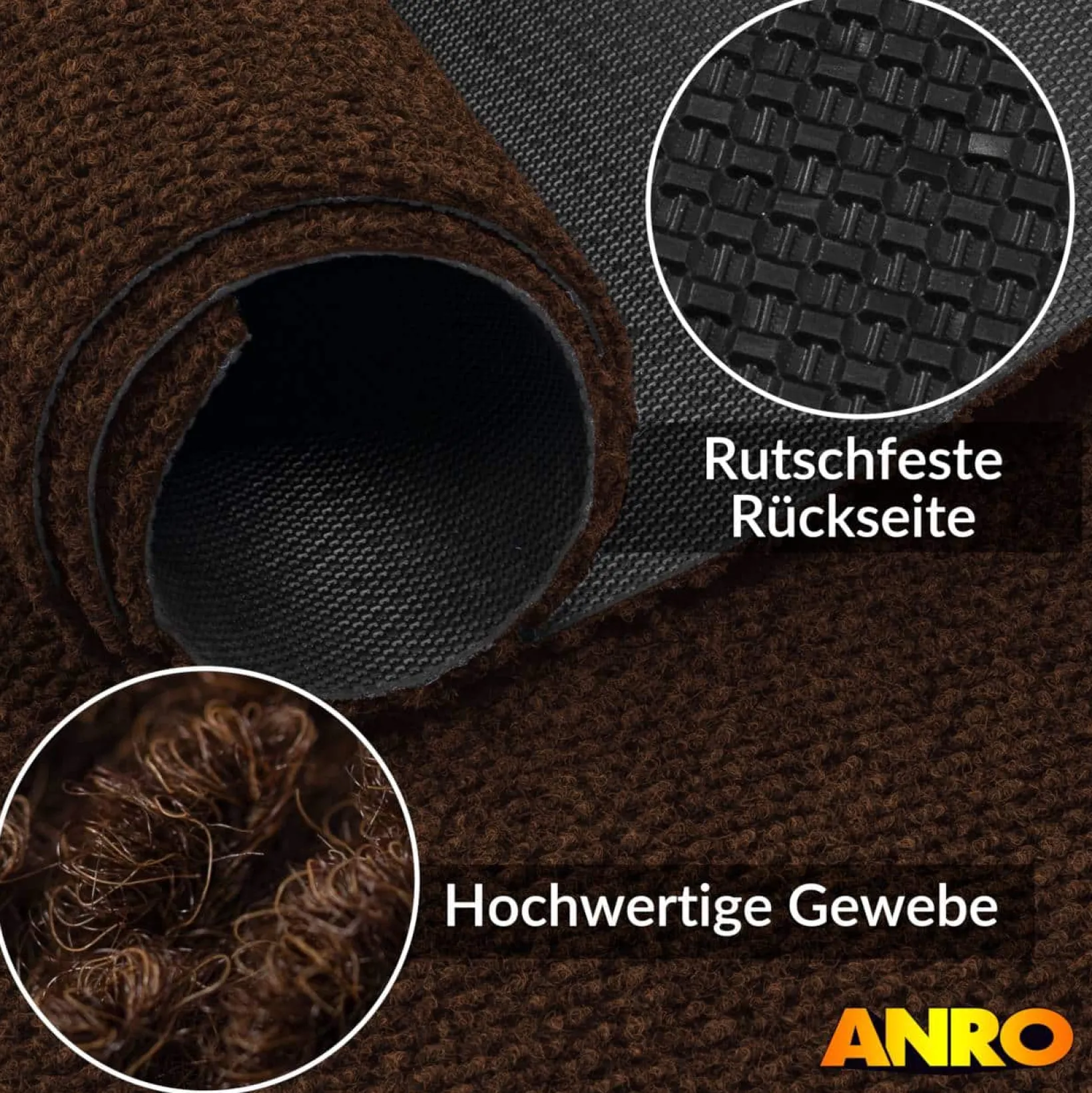Teppichläufer Schmutzfangmatte Flur Läufer Schmutzfangläufer Teppichboden robust rutschfest Sauberlaufmatte Meterware 120 cm Braun