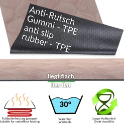 Teppichläufer Velours Küchenläufer Veloursteppich Blätter Ornament Braun 65cm Breit