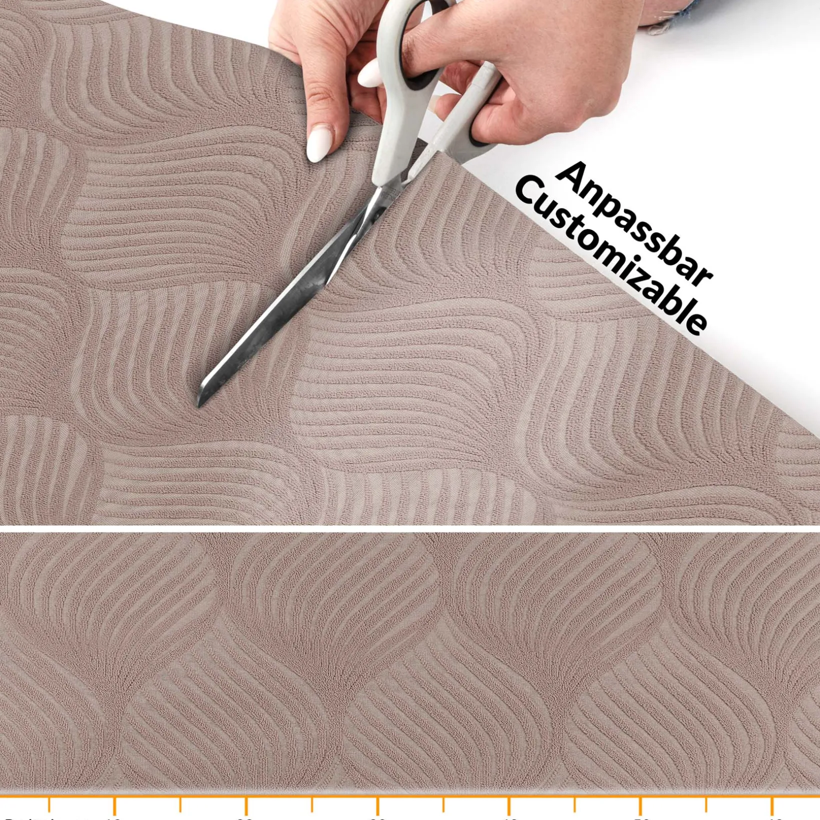 Teppichläufer Velours Küchenläufer Veloursteppich Blätter Ornament Braun 65cm Breit