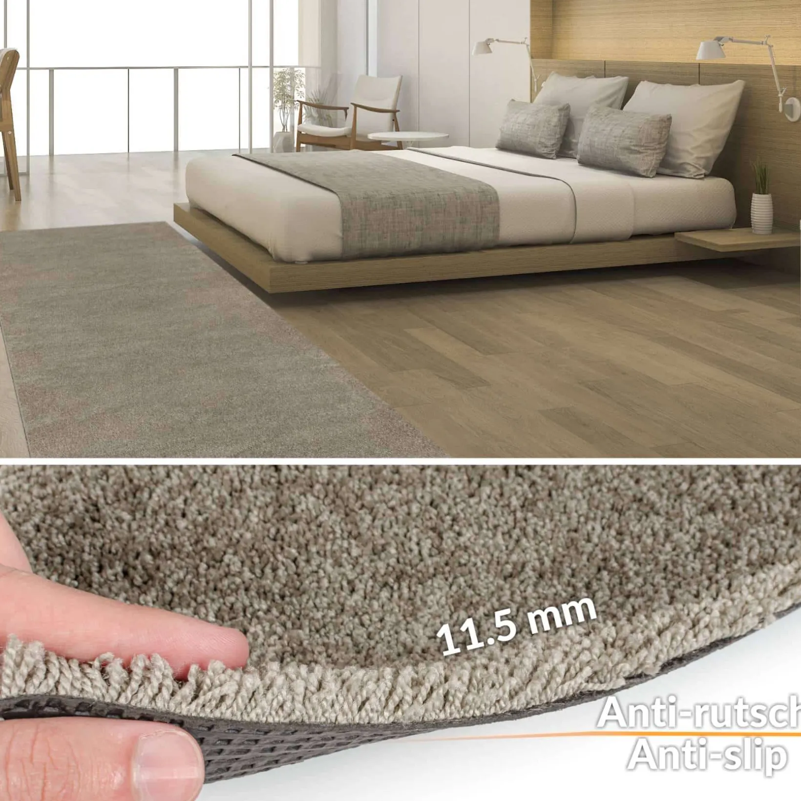 Teppich Wohnzimmer Kurzflor Teppich Getuftet Teppichboden Princess 2 Farben Breite 100cm