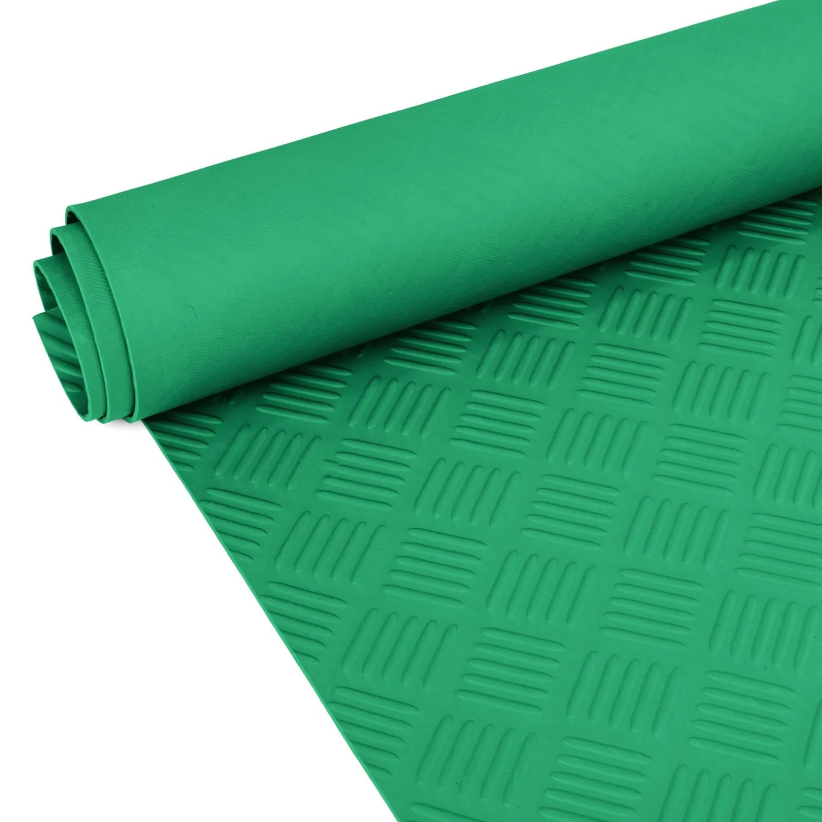 TPE Gummimatten Bodenbelag Meterware geruchsarm Riffelblechoptik Grün 3mm – 100 cm breit Rollenware