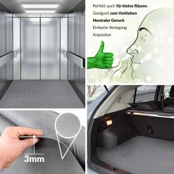 TPE Gummimatten geruchsarm Meterware Riffelblechoptik Grau 3mm -100 cm Breit
