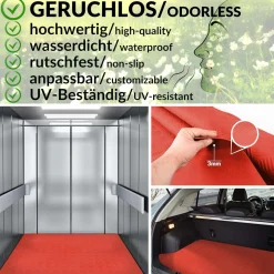 TPE Gummimatten geruchsarm Meterware Riffelblechoptik Rot Gummi 3mm -100 cm breit Rollenware