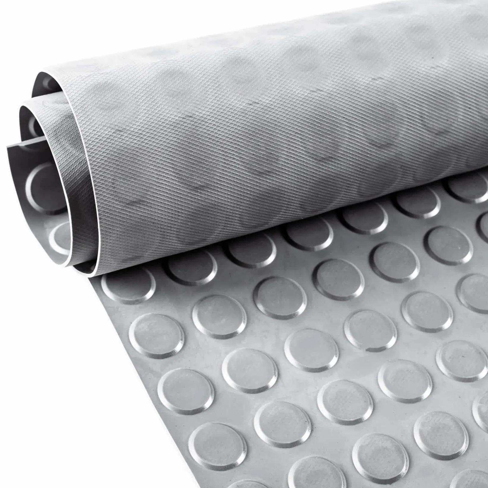 TPE Gummimatten Meterware Flachnoppen Grau Bodenbelag Gummiläufer 3mm -100 cm Rollenware