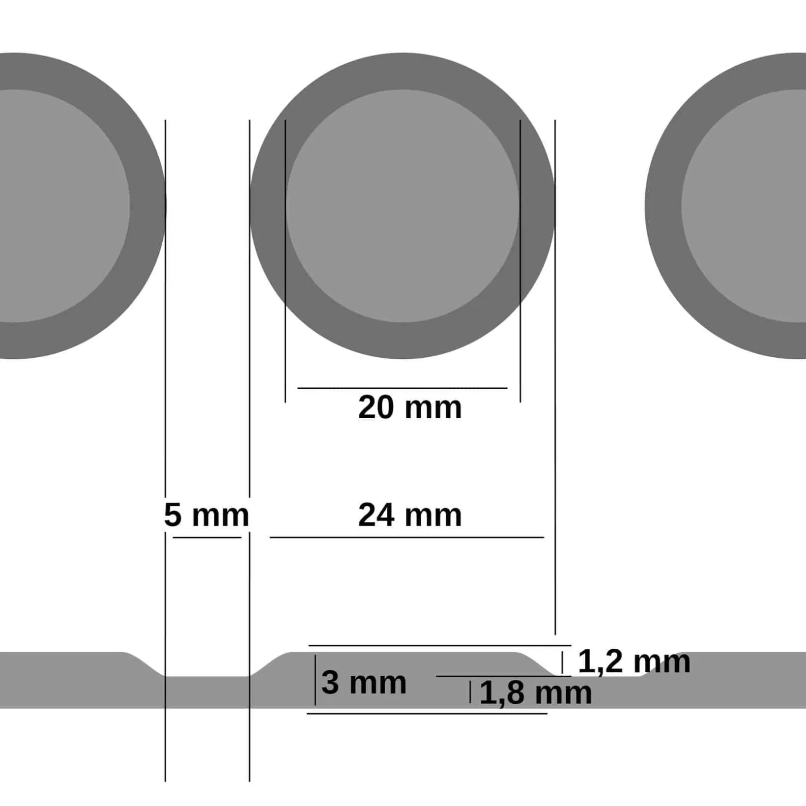 TPE Gummimatten Meterware Flachnoppen Grau Bodenbelag Gummiläufer 3mm -100 cm Rollenware