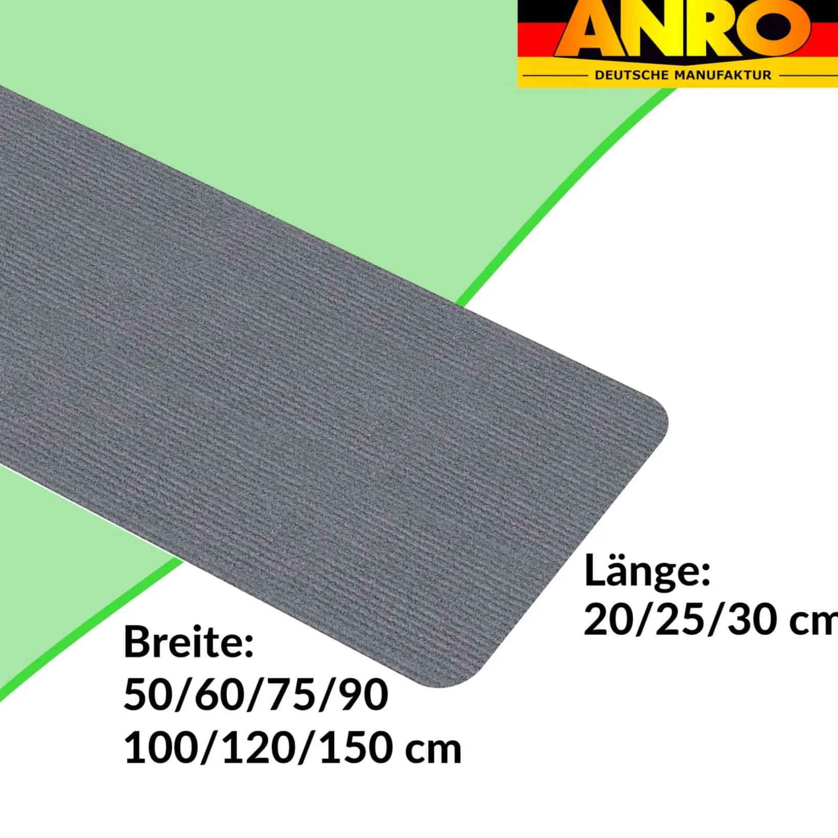 Treppenteppich Stufenmatte Treppenstufen Teppich selbsthaftend Stufenmatte Rechteckig NEMESIS Grau