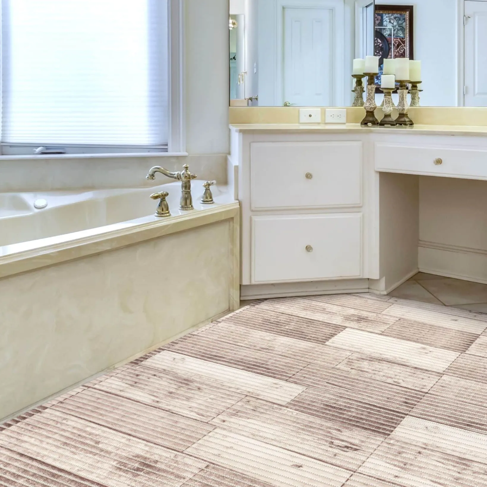 Weichschaummatte Badematte Weischschaum Bad Holz Breite 130cm Meterware