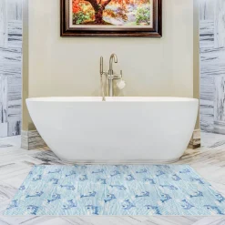 Weichschaummatte Badematte Weichschaum Bad Delfine Maritim Blau Breite 130cm Meterware