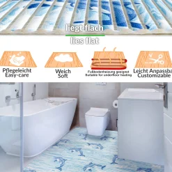 Weichschaummatte Badematte Weichschaum Bad Delfine Maritim Blau Breite 130cm Meterware