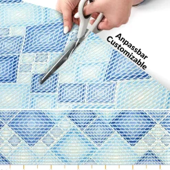 Weichschaummatte Bad Weichschaum Badematte Karo Blau Breite 65cm Meterware