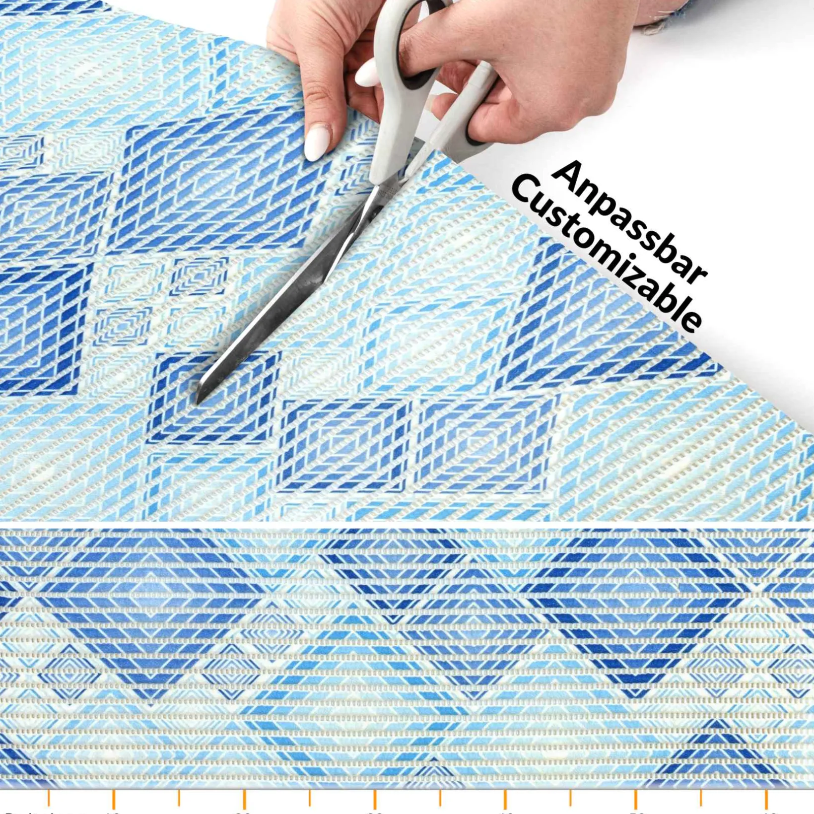 Weichschaummatte Bad Weichschaum Badematte Karo Blau Breite 65cm Meterware