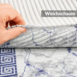 Weichschaummatte Bad Weichschaum Badematte Breite 65cm Marmor Blau