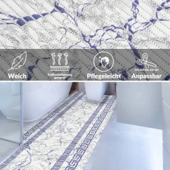 Weichschaummatte Bad Weichschaum Badematte Breite 65cm Marmor Blau