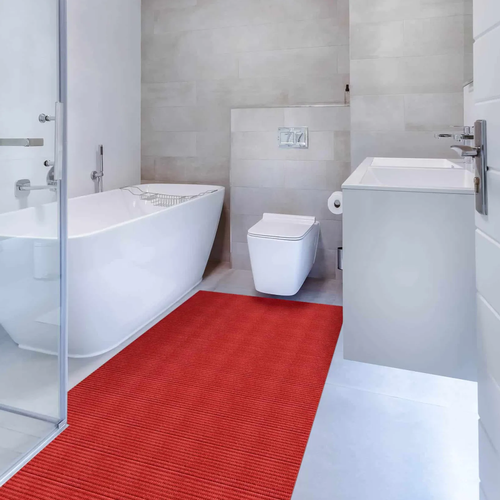 Weichschaummatte Bad Weichschaum Badematte Rot Uni Breite 65cm Meterware