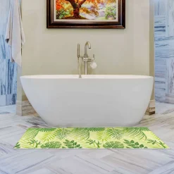 Weichschaummatte Bad Weichschaum Badematte Grün Palmblätter Tropen Breite 65cm Meterware