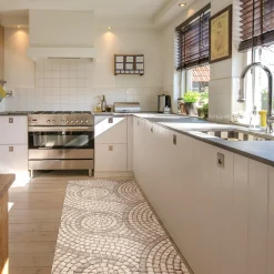Weichschaummatte Bad Weichschaum Badematte Mosaiksteine Beige Breite 65cm Meterware
