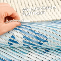 Weichschaummatte Bad Weichschaum Badematte Maritim Delfine Hellblau Breite 65cm Meterware