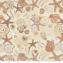Weichschaummatte Bad Weichschaum Badematte Seestern Muscheln Beige Breite 65cm Meterware