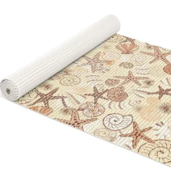 Weichschaummatte Bad Weichschaum Badematte Seestern Muscheln Beige Breite 65cm Meterware