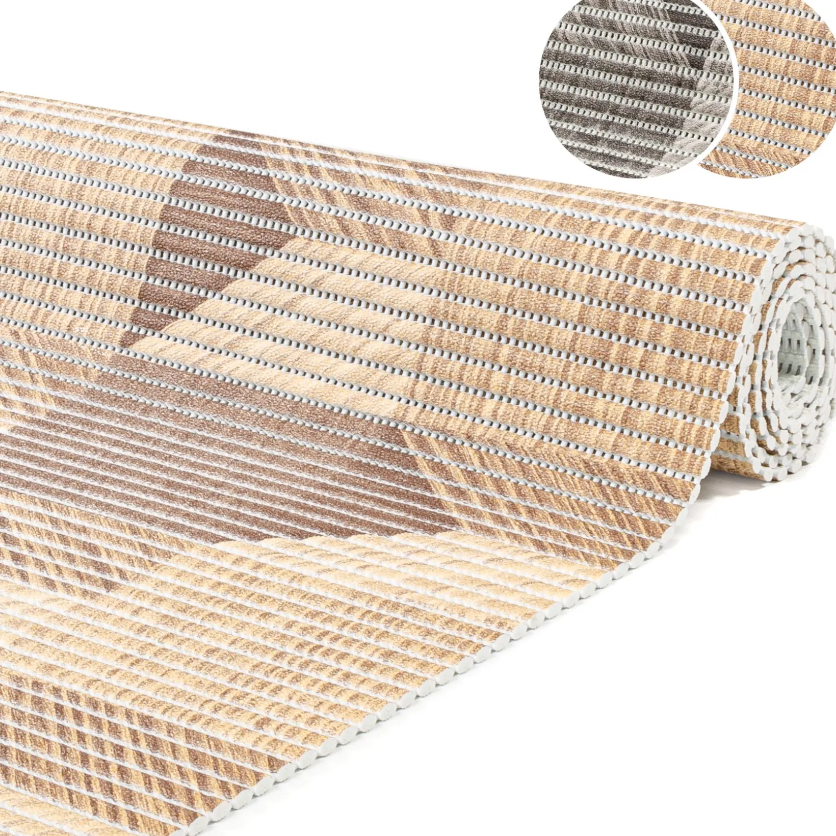 Weichschaummatte Bad Weichschaum Badematte 3D Holzoptik 2 Farben Braun Grau 65cm Breite