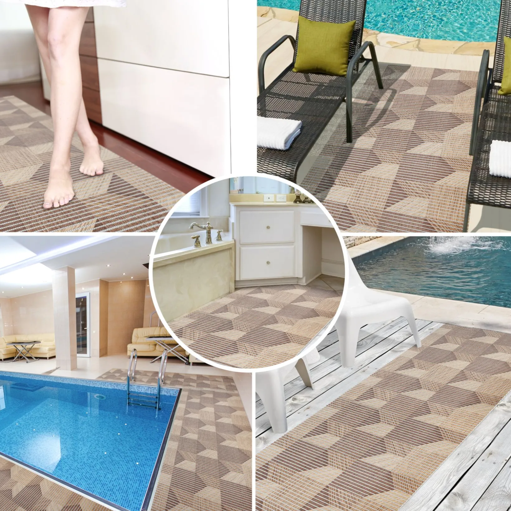 Weichschaummatte Bad Weichschaum Badematte 3D Holzoptik 2 Farben Braun Grau 65cm Breite