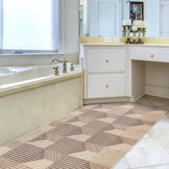 Weichschaummatte Bad Weichschaum Badematte 3D Holzoptik 2 Farben Braun Grau 65cm Breite