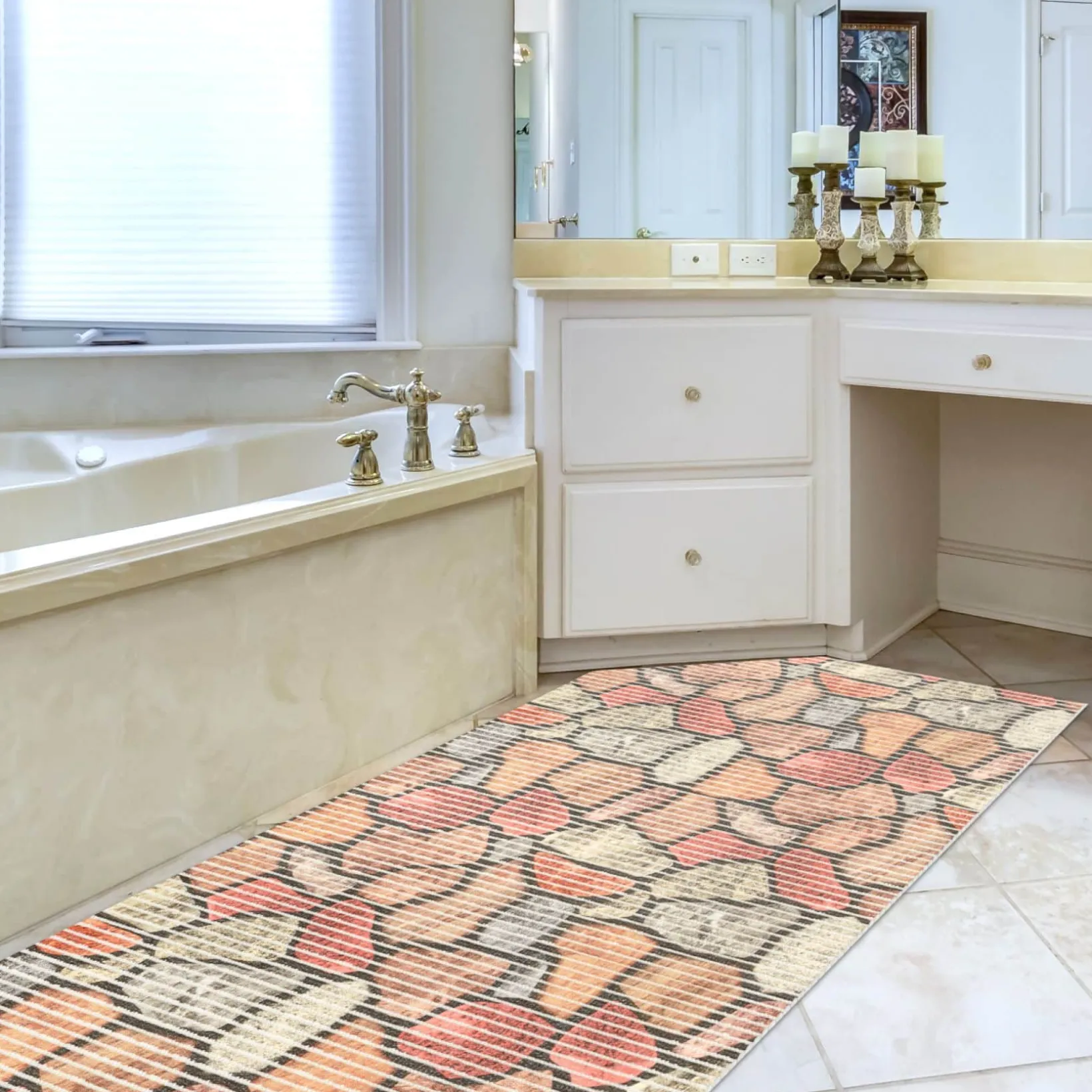 Weichschaummatte Bad Weichschaum Badematte Mosaiksteine Bunt Breite 65cm Meterware