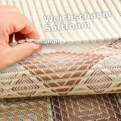 Weichschaummatte Bad Weichschaum Badematte Karo Braun Breite 65cm Meterware