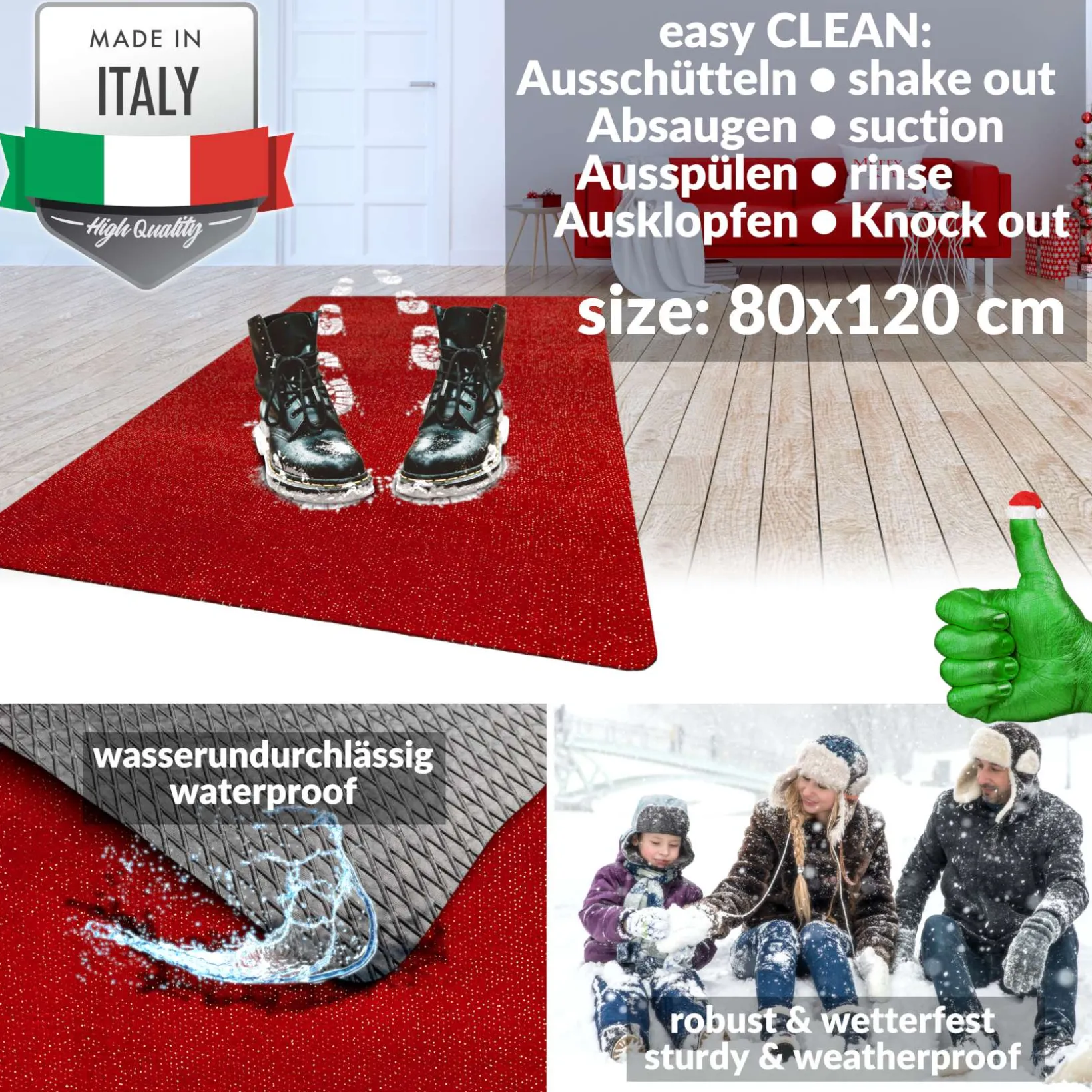 Weihnachtsfußmatte Weihnachtsteppich Fußmatte Schmutzfangmatte Flurläufer – 5 Designs