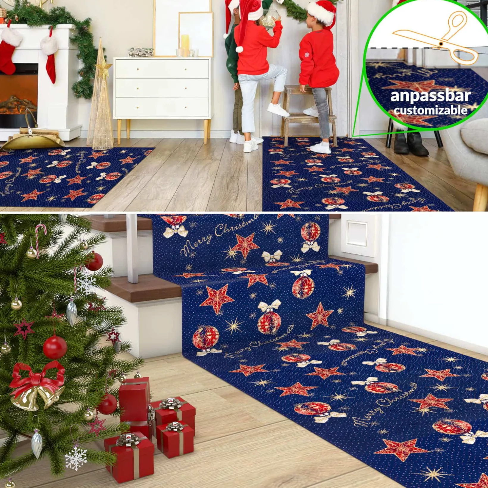 Weihnachtsfußmatte Weihnachtsteppich Fußmatte Schmutzfangmatte Flurläufer – 5 Designs