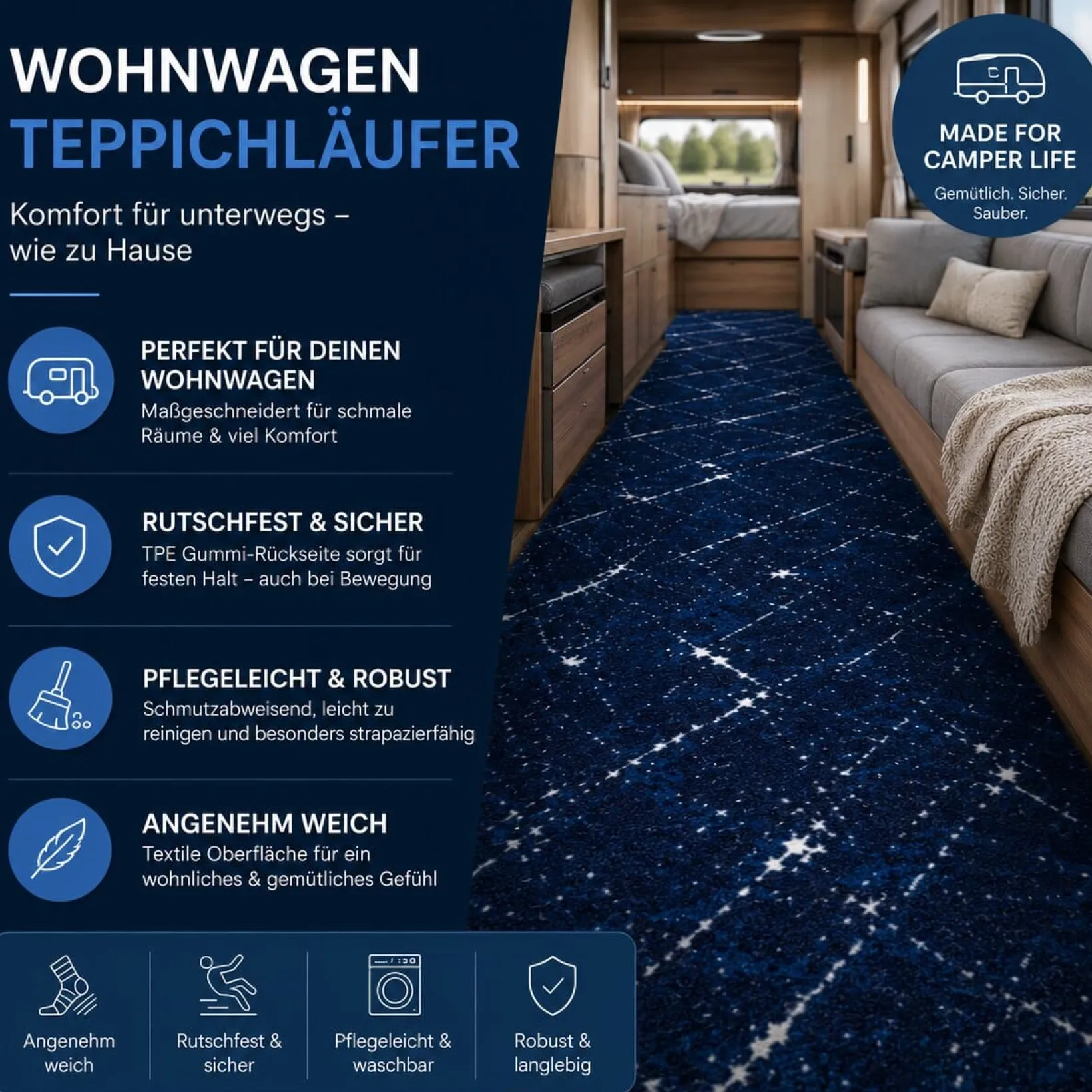 Wohnwagen Teppich Wohnmobil Teppichboden nach Maß Miro