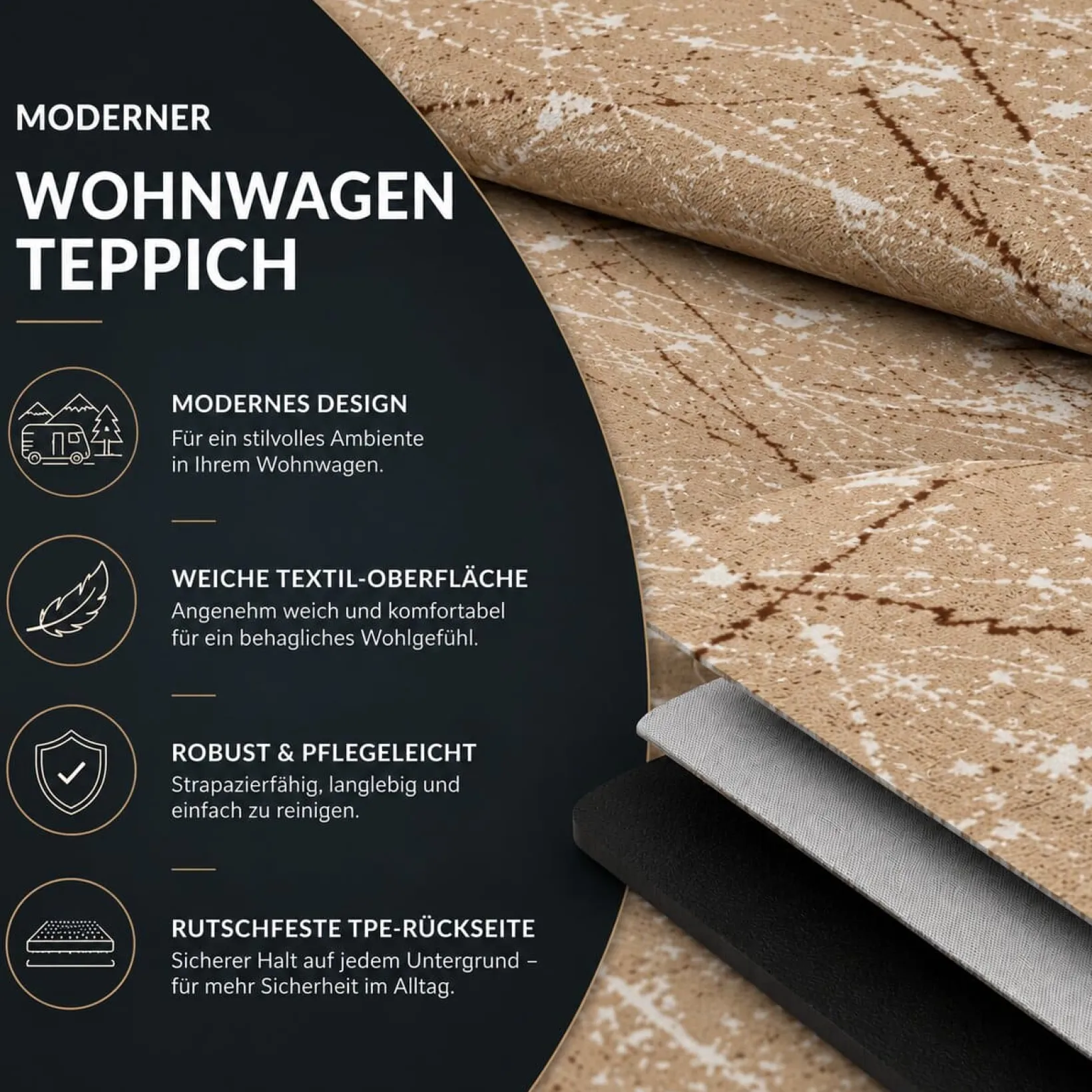 Wohnwagen Teppich Wohnmobil Teppichboden nach Maß Miro